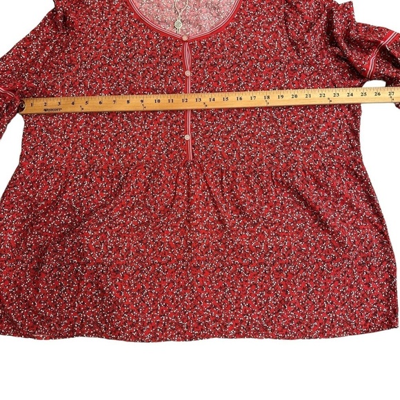 Max Studio Red Cherry Print Boho Balloon Long Sleeve Blouse. Size 2X - Picture 4 of 12